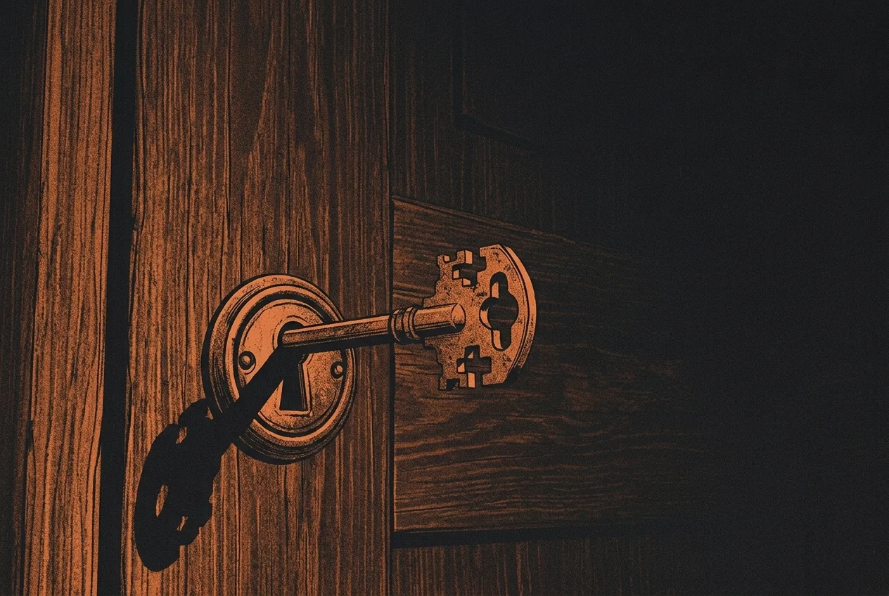 A freshly cut key fits into the lock but stops partway, unable to turn.